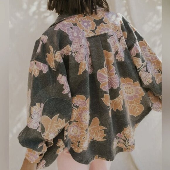 NWT Free People Floral Printed Ruby Jacket in Charcoal, Small, NWT - Picture 3 of 8